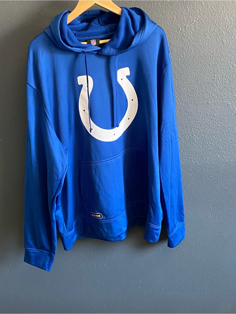 NFL Indianapolis Colts Graphic Hoodie XXL Royal Blue White Horseshoe Gameday